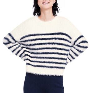 La Ligne x Target Limited Edition Fuzzy Blue & White Striped Sweater Medium M